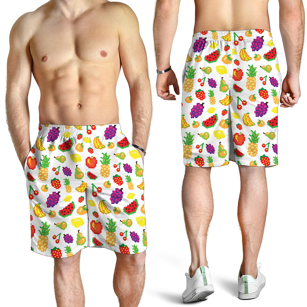 Pixel Fruits Pattern Print Men's Shorts