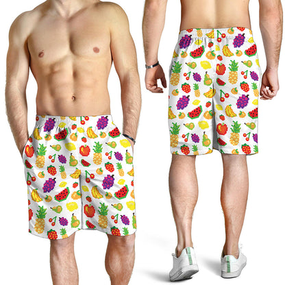 Pixel Fruits Pattern Print Men's Shorts