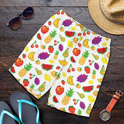 Pixel Fruits Pattern Print Men's Shorts