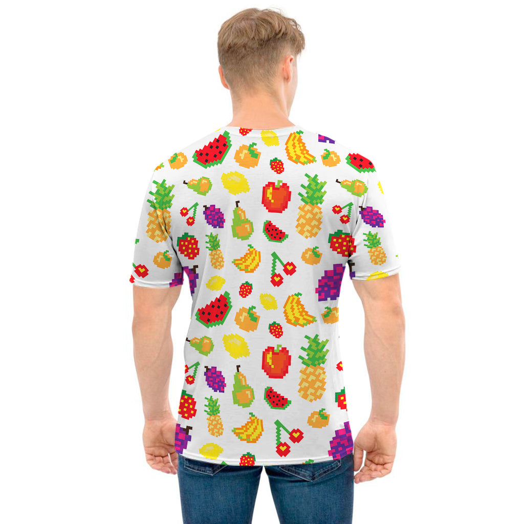 Pixel Fruits Pattern Print Men's T-Shirt