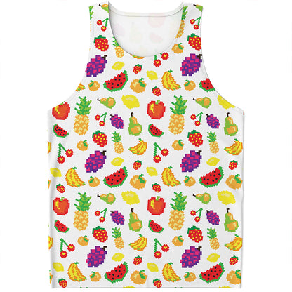 Pixel Fruits Pattern Print Men's Tank Top