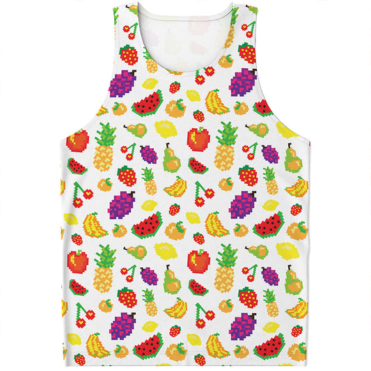 Pixel Fruits Pattern Print Men's Tank Top