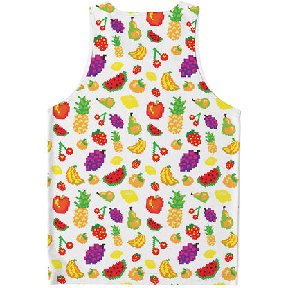 Pixel Fruits Pattern Print Men's Tank Top