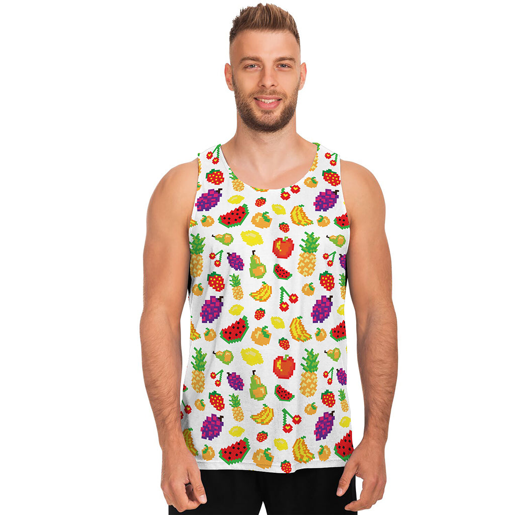 Pixel Fruits Pattern Print Men's Tank Top