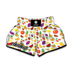 Pixel Fruits Pattern Print Muay Thai Boxing Shorts