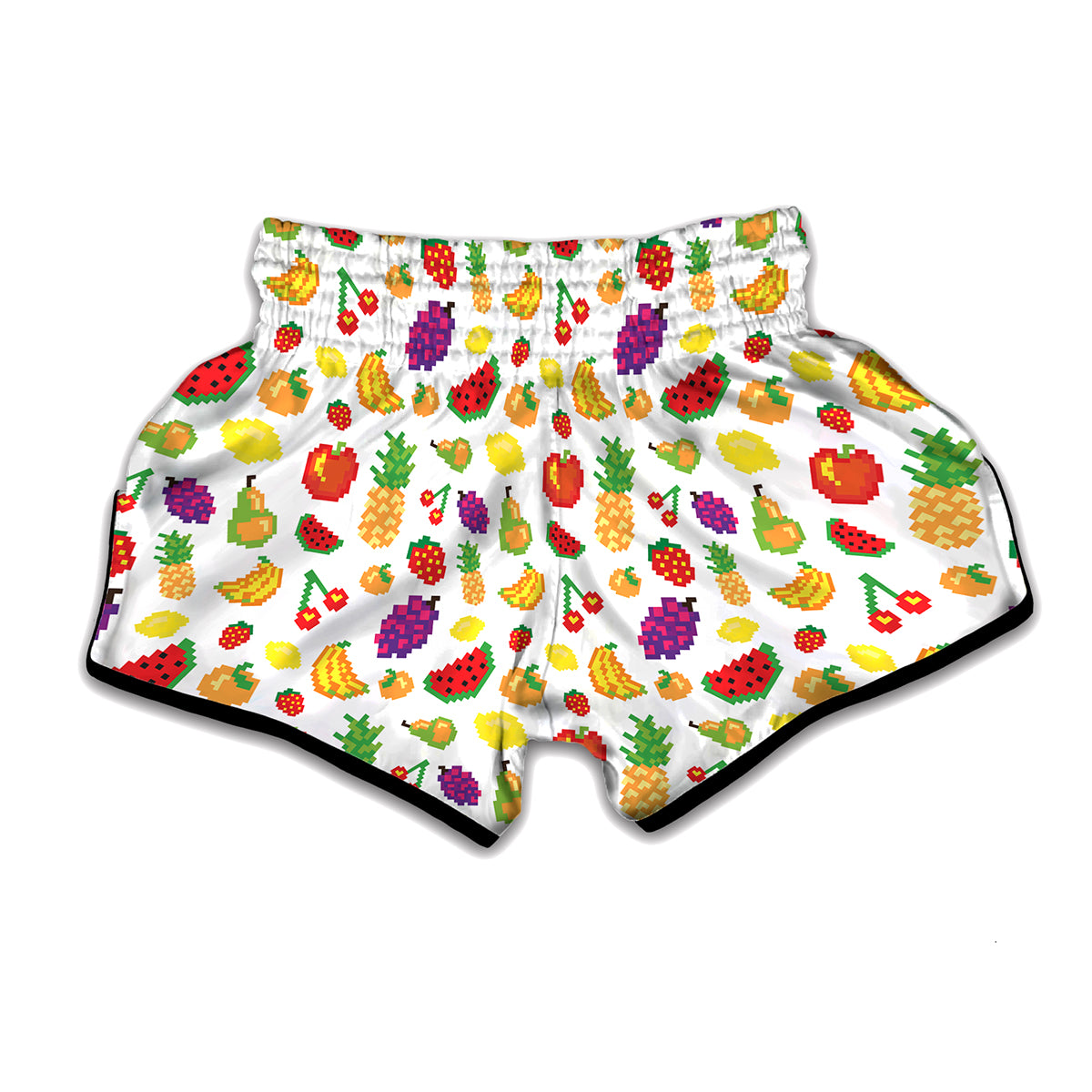 Pixel Fruits Pattern Print Muay Thai Boxing Shorts
