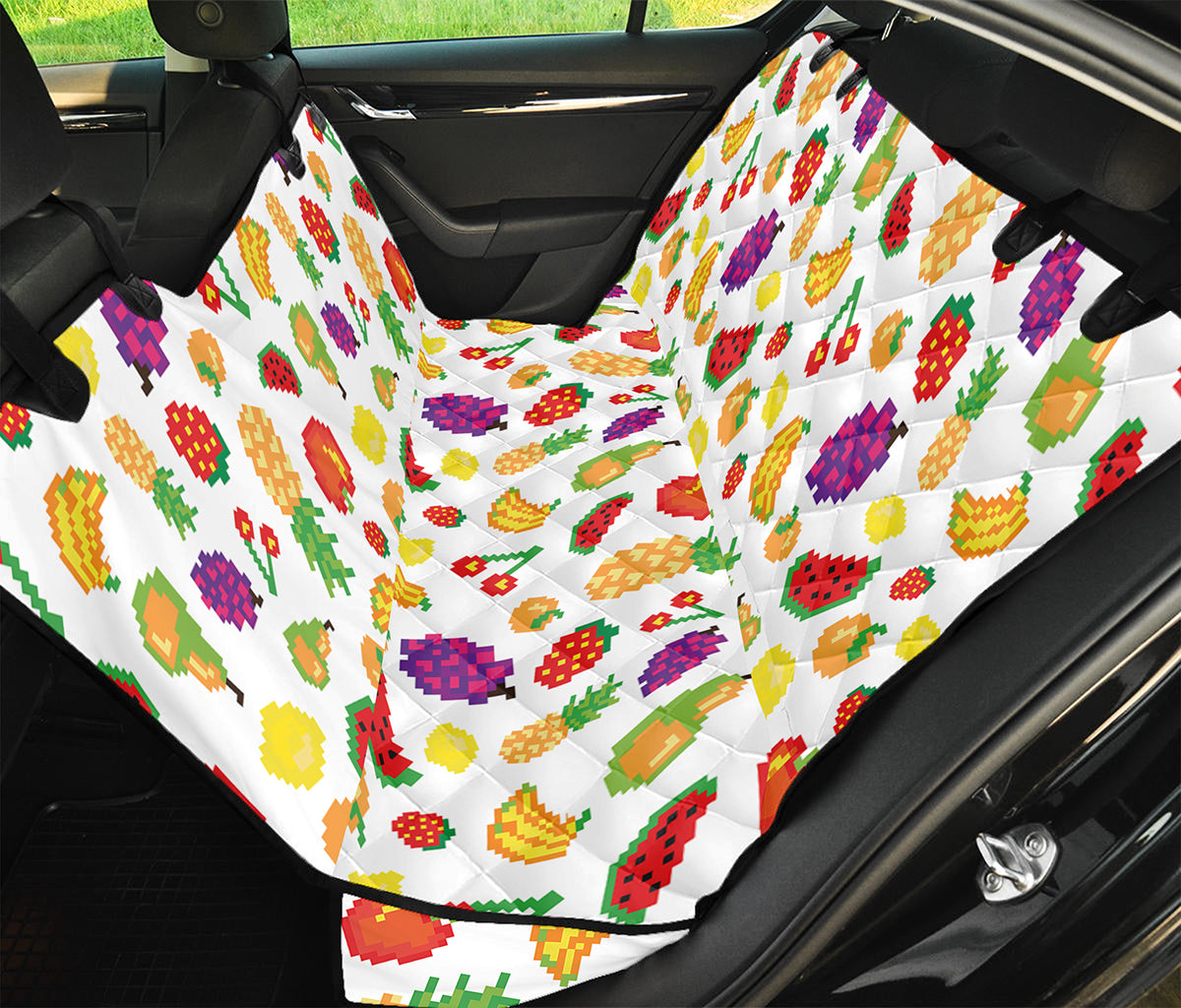Pixel Fruits Pattern Print Pet Car Back Seat Cover