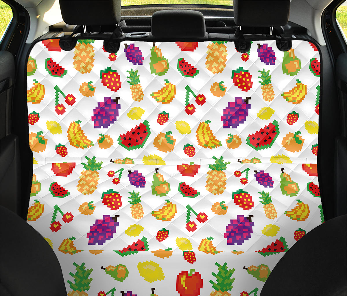 Pixel Fruits Pattern Print Pet Car Back Seat Cover