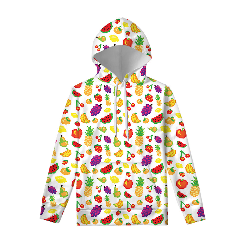 Pixel Fruits Pattern Print Pullover Hoodie