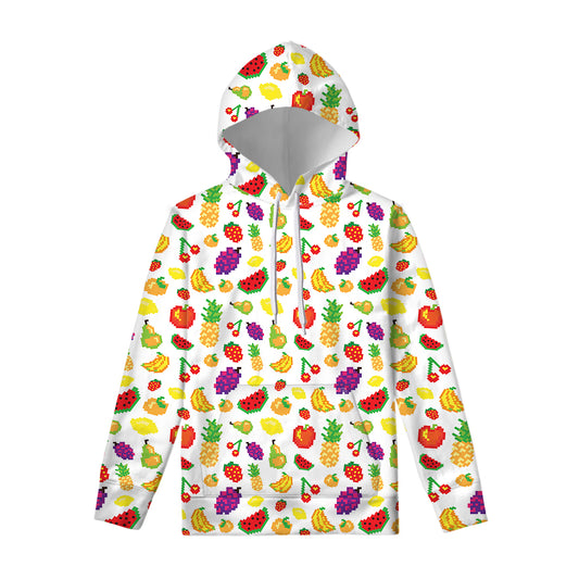 Pixel Fruits Pattern Print Pullover Hoodie