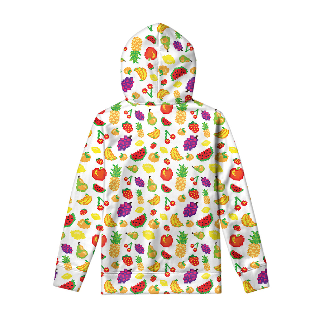 Pixel Fruits Pattern Print Pullover Hoodie