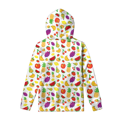 Pixel Fruits Pattern Print Pullover Hoodie