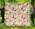 Pixel Fruits Pattern Print Quilt