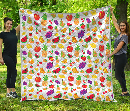 Pixel Fruits Pattern Print Quilt