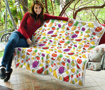 Pixel Fruits Pattern Print Quilt