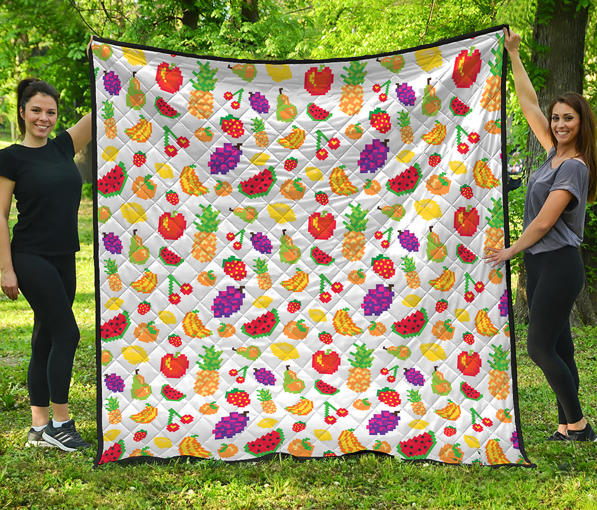 Pixel Fruits Pattern Print Quilt