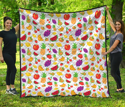 Pixel Fruits Pattern Print Quilt