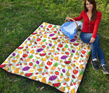Pixel Fruits Pattern Print Quilt