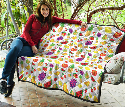 Pixel Fruits Pattern Print Quilt