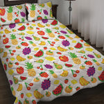 Pixel Fruits Pattern Print Quilt Bed Set