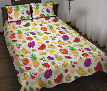 Pixel Fruits Pattern Print Quilt Bed Set