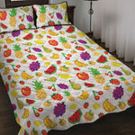 Pixel Fruits Pattern Print Quilt Bed Set