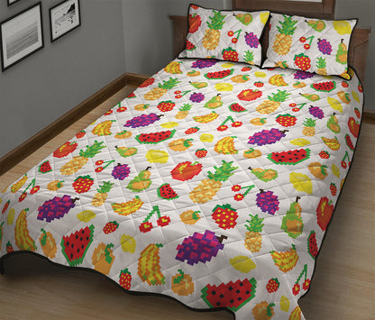 Pixel Fruits Pattern Print Quilt Bed Set