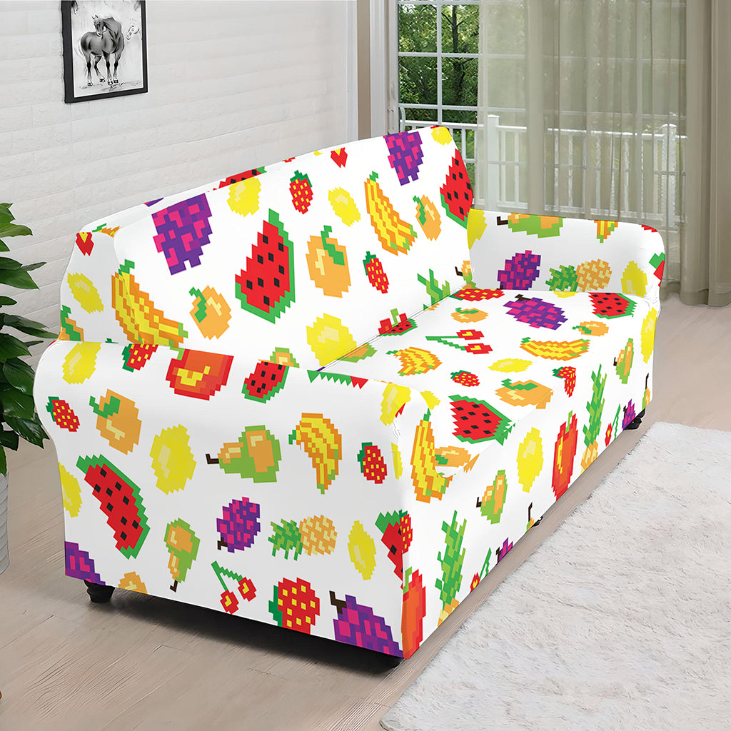 Pixel Fruits Pattern Print Sofa Cover