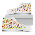 Pixel Fruits Pattern Print White High Top Sneakers