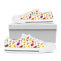 Pixel Fruits Pattern Print White Low Top Sneakers