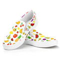 Pixel Fruits Pattern Print White Slip On Sneakers