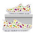 Pixel Fruits Pattern Print White Running Shoes