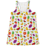 Pixel Fruits Pattern Print Women's Racerback Tank Top