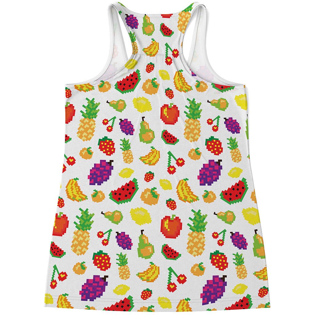 Pixel Fruits Pattern Print Women's Racerback Tank Top