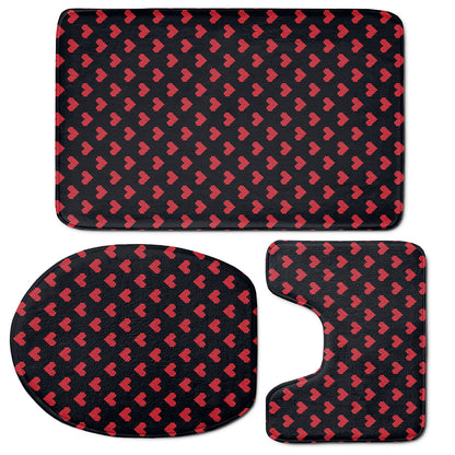 Pixel Heart Pattern Print 3 Piece Bath Mat Set