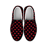 Pixel Heart Pattern Print Black Slip On Shoes