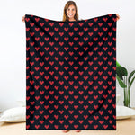 Pixel Heart Pattern Print Blanket