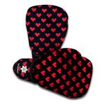 Pixel Heart Pattern Print Boxing Gloves