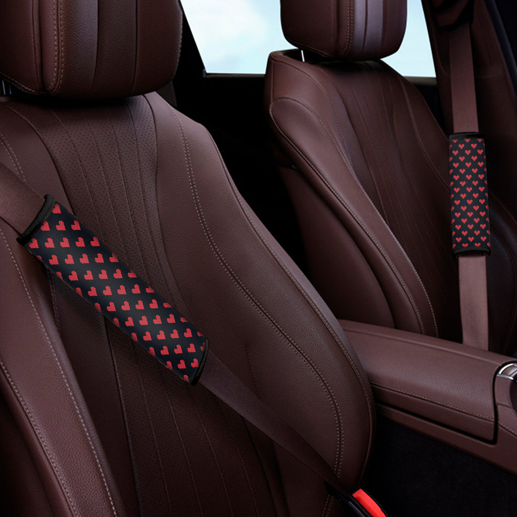 Pixel Heart Pattern Print Car Seat Belt Covers