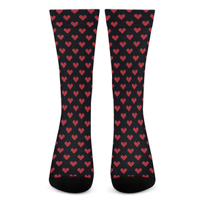 Pixel Heart Pattern Print Crew Socks