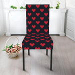 Pixel Heart Pattern Print Dining Chair Slipcover