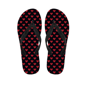 Pixel Heart Pattern Print Flip Flops