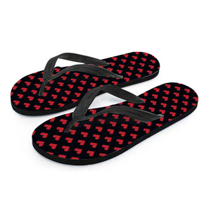 Pixel Heart Pattern Print Flip Flops