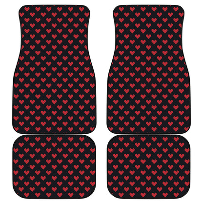 Pixel Heart Pattern Print Front and Back Car Floor Mats