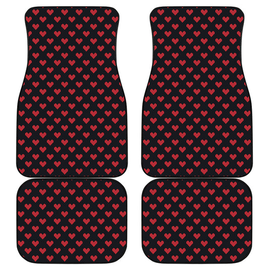 Pixel Heart Pattern Print Front and Back Car Floor Mats