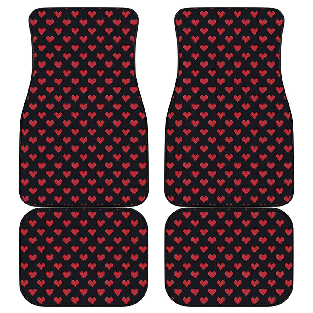 Pixel Heart Pattern Print Front and Back Car Floor Mats