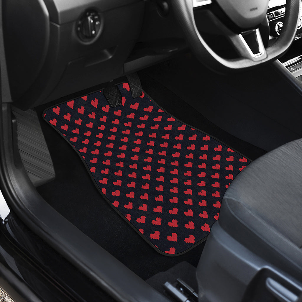 Pixel Heart Pattern Print Front and Back Car Floor Mats