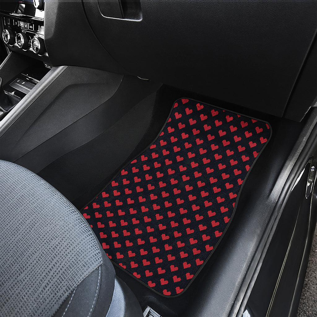 Pixel Heart Pattern Print Front and Back Car Floor Mats