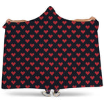 Pixel Heart Pattern Print Hooded Blanket