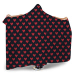 Pixel Heart Pattern Print Hooded Blanket